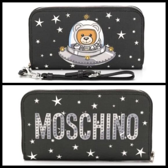 💕MOSCHINO💕 Space Ship Bear Zip Around Wallet - Picture 1 of 16